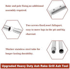 Coal Rake Grill Ash Tool, BBQ Charcoal Stainless Steel Rake for Pizza Oven - 32 Inches - Image 3