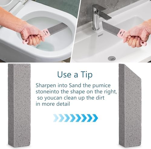 10 Pack Pumice Stone Scouring Sticks with 2 Universal Handles, Grey Pumice Stone Cleaner for Cleaning Toilets, Bathrooms, Kitchens, Spas and Pools, Plus 1 Dual-Use 2-in-1 Dustpan Brush (11-in-1) - Image 4