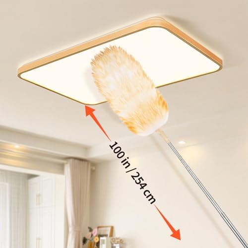 Extendable Cleaning Duster,Extra-Long Telescoping Feather Dusters with Stainless Steel Extension Pole Up to 100" for Cleaning High Ceiling Fan, High Ceilings,Furniture - Image 6