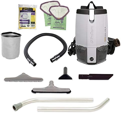 ProTeam Backpack Vacuums, ProVac FS 6 Commercial Backpack Vacuum with HEPA Media Filtration and Restaurant Tool Kit, 6 Quart, Corded by ProTeam