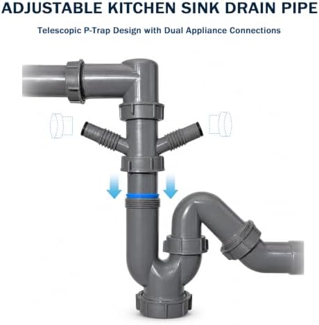 1-1/2" Space-Saving Sink Drain Kit, Cleanout P-Trap - Image 3