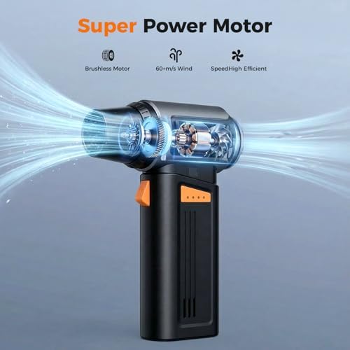 150000RPM 2 in 1 Air Duster & Vacuum, Cordless Electric Compressed Air Duster with 4 Speed & One-Click MAX, Rechargeable Air Blower for PC Car Keyboard Cleaning - Image 2
