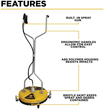 B E Pressure 85.403.011 Whirl-A-Way with Casters, 4000 psi, 180 Degree F Temperature, 8.0 GPM, 20", Yellow - Image 3