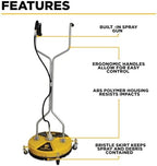 B E Pressure 85.403.011 Whirl-A-Way with Casters, 4000 psi, 180 Degree F Temperature, 8.0 GPM, 20", Yellow - Image 3