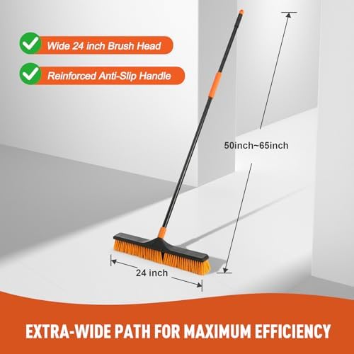 CLEANHOME 24" Push Broom Brush Outdoor for Shop, Deck, Garage, Concrete - Image 5