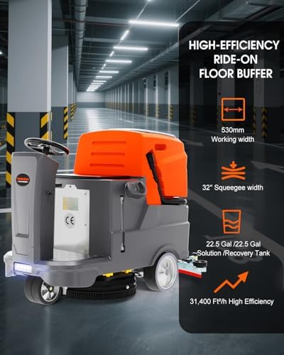 HANTINSTOM Ride-on Commercial Floor Scrubber with 20" Ultra-Wide Scrubbing Path,High-pressure Watergun，LED Light,22.5 Gal Large Solution Tank,3 Hours Wireless Working Time, 31,400 Sqft/h - Image 3