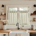 jinchan Linen Pinch Pleated Back Tab Tier Curtains, 26x36, Beige by JINCHAN
