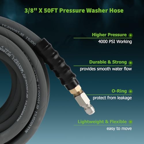 SCITOO 3/8" Pressure Washer Hose 100ft 4000PSI 2-Braid - Image 3