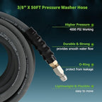 SCITOO 3/8" Pressure Washer Hose 100ft 4000PSI 2-Braid - Image 3