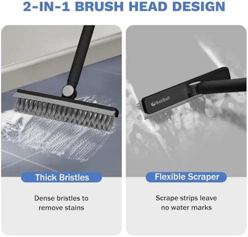 SetSail Grout Cleaner Brush with Long Handle, V-Shaped Floor Brush, Black - Image 4