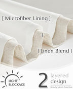jinchan Linen Tier Curtains with Lined, 26x36, 2 Panels, Natural - Image 6