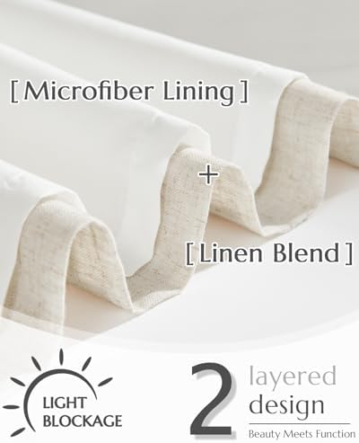 jinchan Linen Tier Curtains with Lined, 26x36, 2 Panels, Natural - Image 6