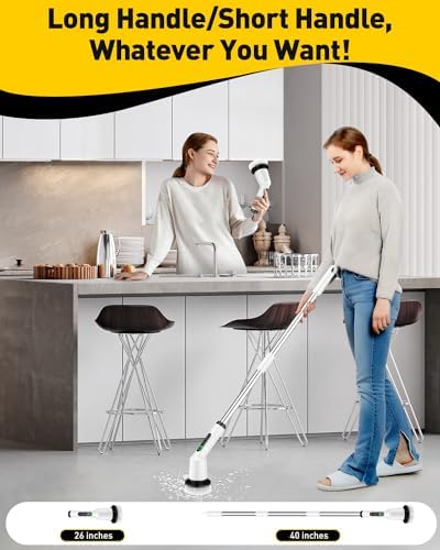 Electric Spin Scrubber for Bathroom, Shower Scrubber with Long Handle - Image 6
