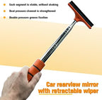 2PCS Car Side Mirror Squeegee, Retractable Vehicle Rear View Mirror Cleaning Wiper for Rainy Foggy Weather, Portable Auto Window Glass Cleaner Squeegee, Universal Fit (Orange) - Image 6