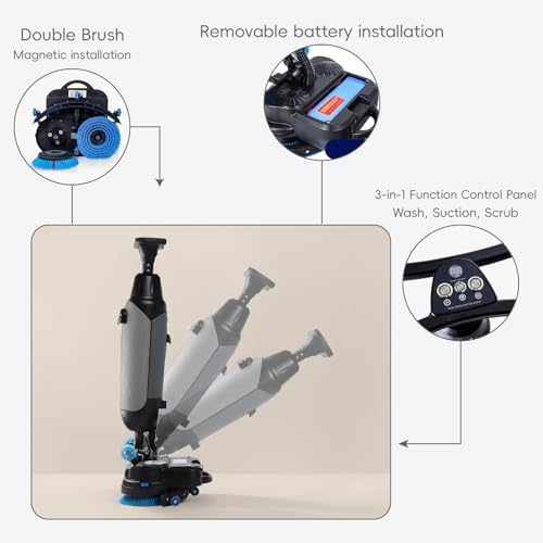 Commercial Electric Floor Scrubber Tile Polisher, Carpet Extractor Power Scrub Brush, Imop. 360°Rotating, Self-Propelled, Convenient Cordless. Fits Vinyl, Rubbermaid, Concrete, Luxury Vinyl Floor. - Image 5