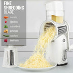 Rotary Cheese Grater Manual Hand Crank 5 Blade Shredder, Classic White - Image 6