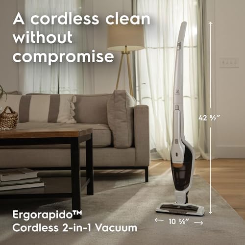 Electrolux Ergorapido Cordless 2-in-1 Vacuum Cleaner with High Suction Power and 180° EasySteer Mobility, 48-Minute Run Time, 2 Power Modes, Satin White - Image 4