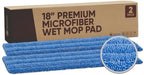 Microfiber Wholesale 18" Absorbent Microfiber Wet Mop Pad - Reusable, Machine Washable, Refills (2 Pack) by MicrofiberWholesale