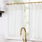 jinchan Pinch Pleated Linen Back Tab Tier Curtains, 26x24, White - Image 4