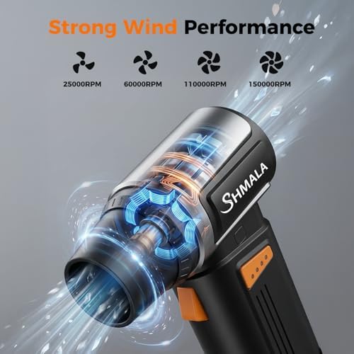 150000RPM 2 in 1 Air Duster & Vacuum, Cordless Electric Compressed Air Duster with 4 Speed & One-Click MAX, Rechargeable Air Blower for PC Car Keyboard Cleaning - Image 3