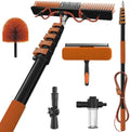 30Ft Reach Solar Panel Cleaning Brush Kit with 5-24ft Telescoping Pole, Water Fed Window Cleaner Tool with 20" Brush, Soap Dispenser, Cobweb Duster, Squeegee for Roof, RV, Gutter, Boat, Deck by SKGPOLE