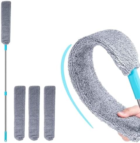 Retractable Gap Dust Cleaner Cleaning Tools with 3 Microfiber Dusting Cloths Long Handle 48.5inches Washable and Retractable Duster Brush for Cleaning Under Appliances Furniture Couch Fridge by CraftinAround