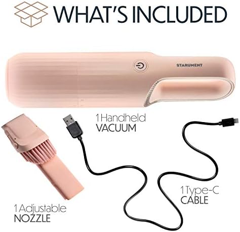 STARUMENT Portable Hand Vacuum Cleaner for Dust Pet Hair Dirt Home Car Interior, Furniture Lightweight Easy to Use, Compact Design Battery Rechargeable with USB-C Cable Pink - Image 2