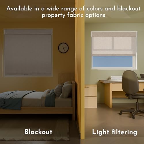 Persilux Blackout Roller Shades for Window Blinds,Cordless,Linen Fabric,Thermal Insulated Fabric UV Protection Shades for Home,Office,Bedroom,Door,Blackout-Beige,33 1/2" W X 72" H - Image 5