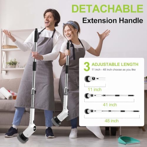 WKY-Electric Spin Scrubber - 10-in-1 Cordless Shower Scrubber & Cleaning Brush with Extendable Handle, 42 in-lbs Ultra High Torque, 2 Speeds, IPX7, LED Display, Smart AI Chip, for Bathroom, Kitchen - Image 2