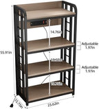 Bakers Rack with Power Outlet ，4-Tier Kitchen Baker's Rack,Microwave Cart - Image 2