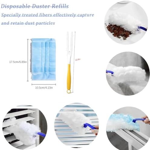 Duster Refills Compatible with Swiffer Duster, Heavy Duty Multi Surface Duster Replacement with 1 Extra Handle for Cleaning Furniture, Blinds, Ceiling Fans and Car (Blue-50 Pack) - Image 6