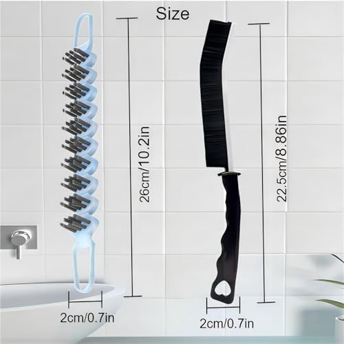 Crevice Cleaning Brush Set Grout Scrub Cleaning Tools 3 Pcs Black/Blue - Image 6