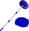 WillingHeart 47.5" Car Wash Brush Mop Cleaning Tool with Long Handle Kit for Washing Detailing Cars Truck, SUV, RV, Trailer, Boat 2 in 1 Chenille Microfiber Sponge Duster Not Hurt Paint Scratch Free by WillingHeart