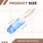 uxcell Wool Duster, 24.4" Natural Feather Cleaner Household Cleaning Duster with Solid Wooden Handle for Cleaning Fans Window Blinds Shelves Furniture, White Blue - Image 2