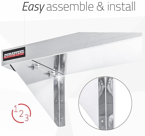 DuraSteel Stainless Steel Wall Shelf - 24" Wide x 12" Deep Commercial Grade - NSF Certified - Industrial Appliance Equipment (Restaurant, Bar, Home, Kitchen, Laundry, Garage and Utility Room) - Image 6
