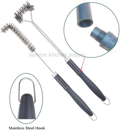 SUNRISE Fryer Brush with Long Handle (Stainless Steel with Plastic Handle, L and Single Brush) - Image 3