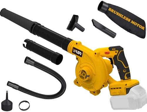 Cordless Leaf Blower for Dewalt 20V Max Battery,Electric Jobsite Air Blower with Brushless Motor,6 Variable Speed Up to 180MPH,2-in-1 Handle Electric Blower and Vacuum Cleaner(Tool Only) by YAWV