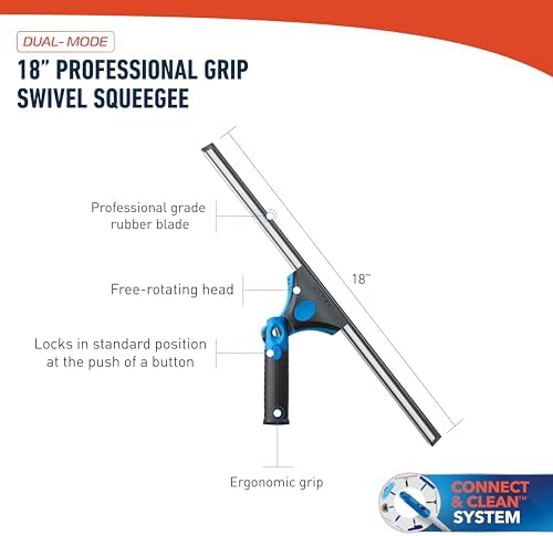 Unger 18-inch Professional Grip Swivel Squeegee – Professional Grade Window Squeegee for the Home, Large Squeegee for Glass Window Cleaning - Image 5
