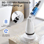 JOYMOOP Electric Spin Scrubber, Cordless Cleaning Brush 450 RPM with 100-Min Runtime, IPX7 Waterproof Power Scrubber with 8 Brush Heads, Adjustable Long Handle for Bathroom, Floor, Tile, Kitchen - Image 6