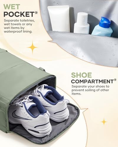 coofay Large Travel Backpack For Women Men Airline Approved Carry On Backpack Flight Approved Waterproof Sports Luggage Backpack Casual Daypack Small Hiking Backpacks Grey Green - Image 6