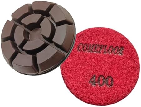 Diamond Floor Polishing Pads, 3 Inch Resin Bond Hook and Loop Polishing Pucks for Concrete, Terrazzo, Marble, Granite, Grit 400, 9PCS by ComeFloor