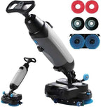 17" Commercial Floor Scrubber Machine with Double Brush Disc Battery-Powered Multi-Functional Floor Buffer Machine 360°Rotation,13000 sqft,360RPM Motor,1-Gal Clean Tank Gray by Unknown