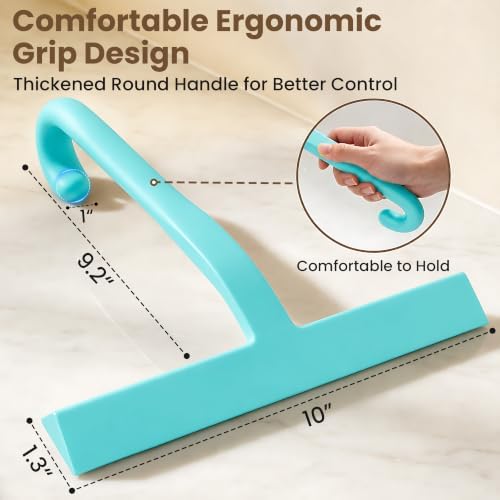 10 Inch Silicone Shower Squeegee for Glass Doors, Streak-Free, Mint Green - Image 2