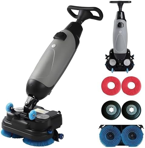 Commercial Floor Washer, Electric Walk Behind Scrubber, 17” Cleaning Width, Floor Cleaner for Kitchens, Schools, Supermarkets, Hotels, and Factories by Unknown
