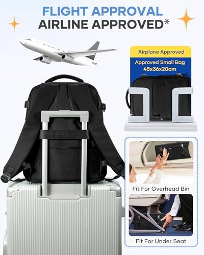 coofay Large Black Travel Backpack Carry on Flight Approved Mochila De Viaje Personal Item Backpack for Airlines Frontier Airlines Personal Item Bag Large Backpacks for Travel Backpacks for Men Women - Image 7