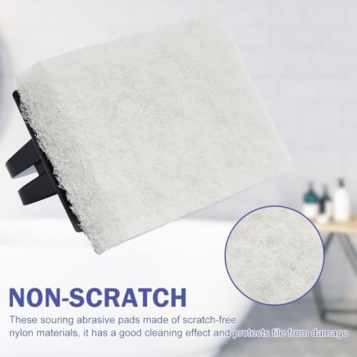 YoleShy Handled Scrubber Set, Non-Scratch Bathroom Scrubbing Pads, Bathtub Scrubber with Handle, Reusable Cleaning Sponge for Shower Tile, Bathtube, Sink, Spas Tubs & Swimming Pool Step - Image 6