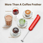 InstaWhisk Milk Frother with Variable Speed, Rechargeable Coffee Frother Wand with Detachable Double Whisk, Handheld Electric Stirrer for Latte, Cappuccino, Matcha, Almond Milk, Protein, Red - Image 4