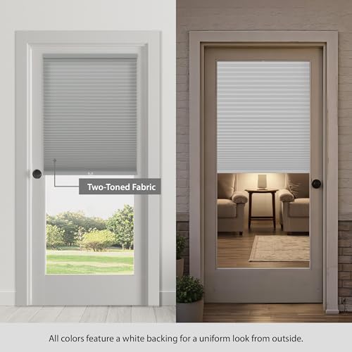 DEZ FURNISHINGS Cordless No Tools No Drill 1.5" Magnet Light Filtering Shades for Metal Doors, 27" W x 42" H, Gray Cloud - Image 4
