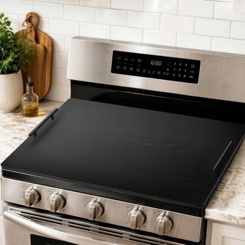 Noodle Board Stove Cover with Handles, Stove Top Covers for Gas Burners and Electric Stove, Wood Stove Cover Board Decorative Serving Tray Kitchen Sink Cover (Black) by Unknown