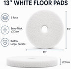 13 Inch White Polishing Floor Pads, Extra Thick 2.3 cm, 5 Pack - Image 2
